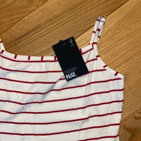 NWT Paige Women’s Rebecca Cherry Red Stripe Thong Bodysuit in size S - Picture 8 of 12